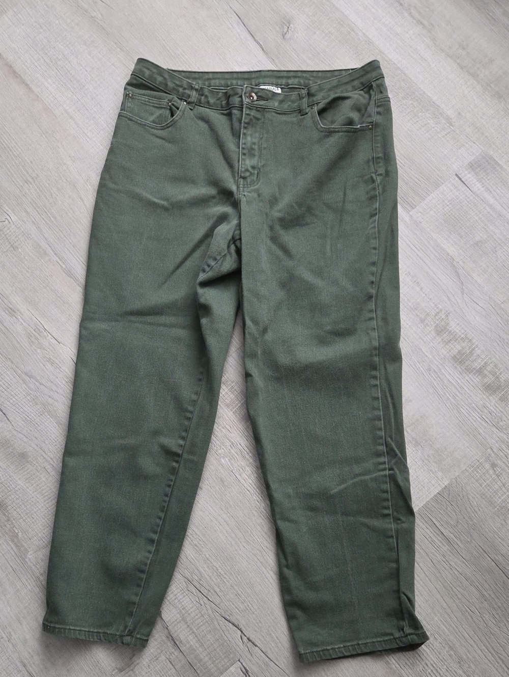 Essentials By Maggie Women's Straight Leg Jeans in Olive Green 18W